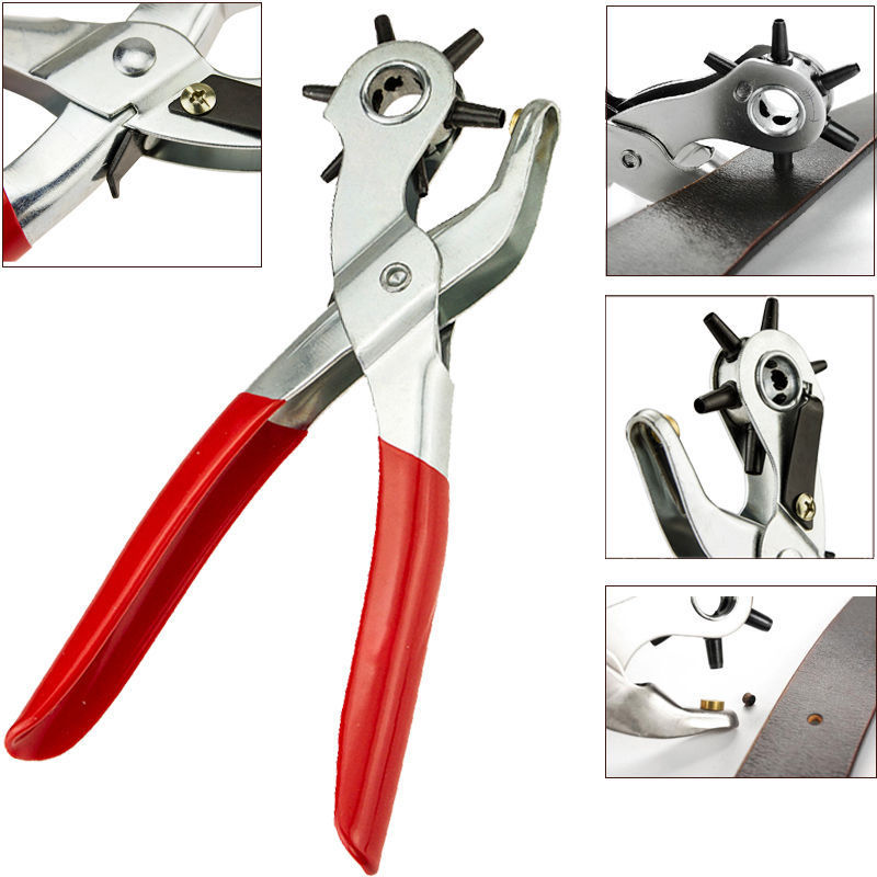 Leather Belt Hole Punch Plier Eyelet Puncher Revolve Sewing Machine Bag Setter Tool Watchband Strap Household leathercraft