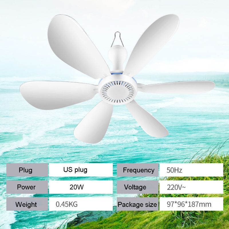 Energy Saving Cooling Fan AC 220V 20W 6 Leaves 16.5inch Silent Household Dormitory Bed Hanging Fan ON OFF Switch Ceiling Fan