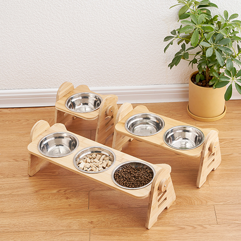 Dog Bowl Stand Wood