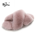 MYLRINA 100% Natural Sheepskin Fur Slippers Fashion Female Winter Slippers Women Warm Indoor Slippers Soft Wool Lady Home Shoes