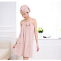 Women Bath Towel Set Microfiber Bath Towels Quick-drying Cotton Polyester Thick Soft Bath Dress Bathrobe with Hair Dry Cap