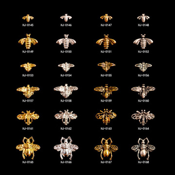 100pcs Retro Gold Silver Bee Honeybee Alloy Metal Rivet Nail Art Decorations Supplies Nails Accesorios Jewelry Designs Charms