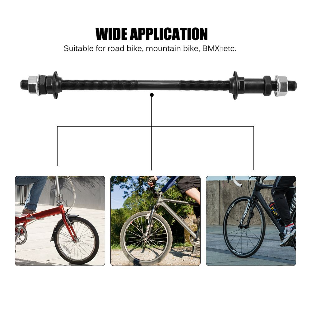 24CM Bicycle Wheel Hub Axle Front Rear 6000 Bearing Solid Shaft Bicycle Front/Rear Axle Lever Bike Repair Tool Accessories