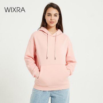 Wixra Autumn Women Fashion Hoody Sweatshirt Harajuku Solid Spring Lady Hoodie Loose Long Sleeve Female Casual Plus Pullover