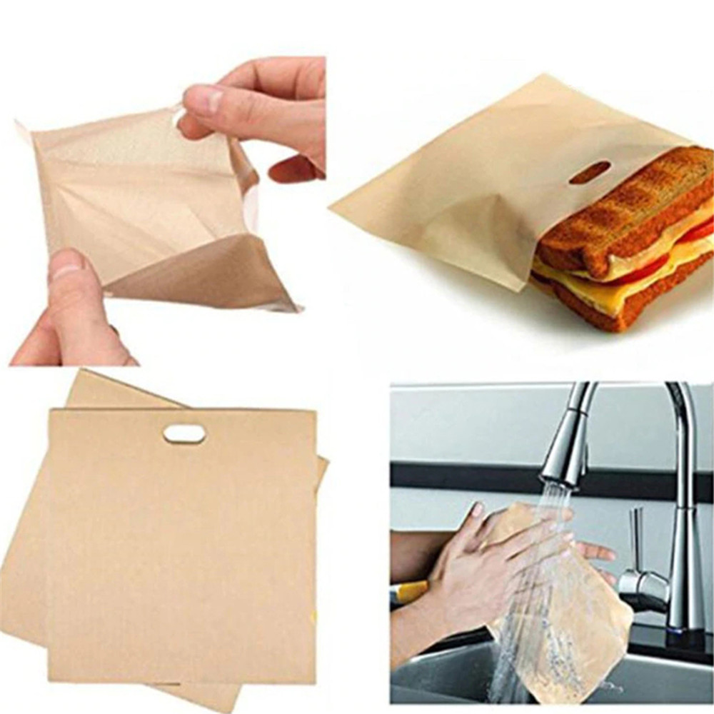 6PCS Reusable Toaster Bag Bread Sandwich Toast Bags Non-stick for Grilled Cheese Sandwiches Food Bags Microwave Heating Baking