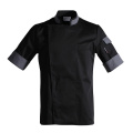 Food service Chef's Short-sleeved Breathable Summer Wear Work Clothes Men and Women Overalls Hotel Kitchen Chef Black Uniform