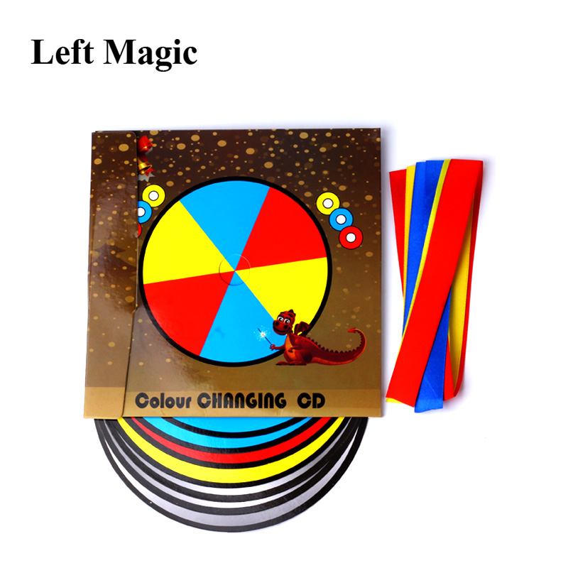 Color Changing Laser CD Magic Tricks Paper Bag Color Changing Magic CD Magic Props Stage Gimmick Illusion Accessories