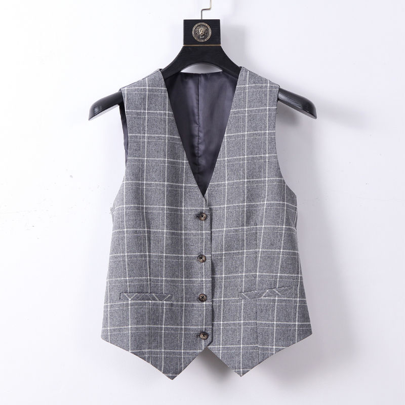 2020 New Spring Plaid Suit Vest Women Short Sleeveless Jacket Female Formal V-Neck Vest Waistcoat Blazer Vest Laides A226