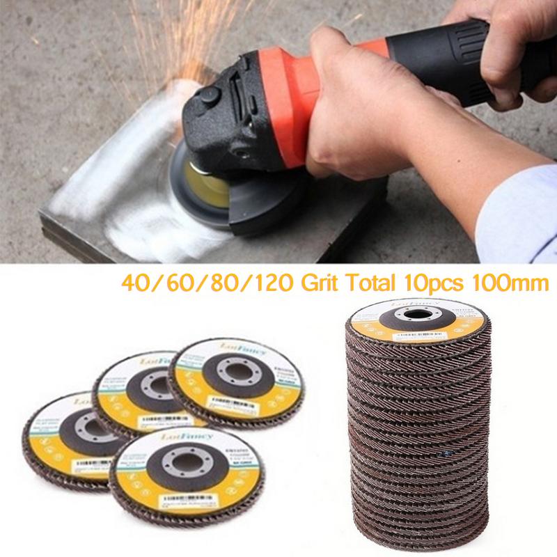 10Pcs 100mm Flap Sanding Discs 40/60/80/120 Grit Grinding Wheels Blades Angle Grinder #30