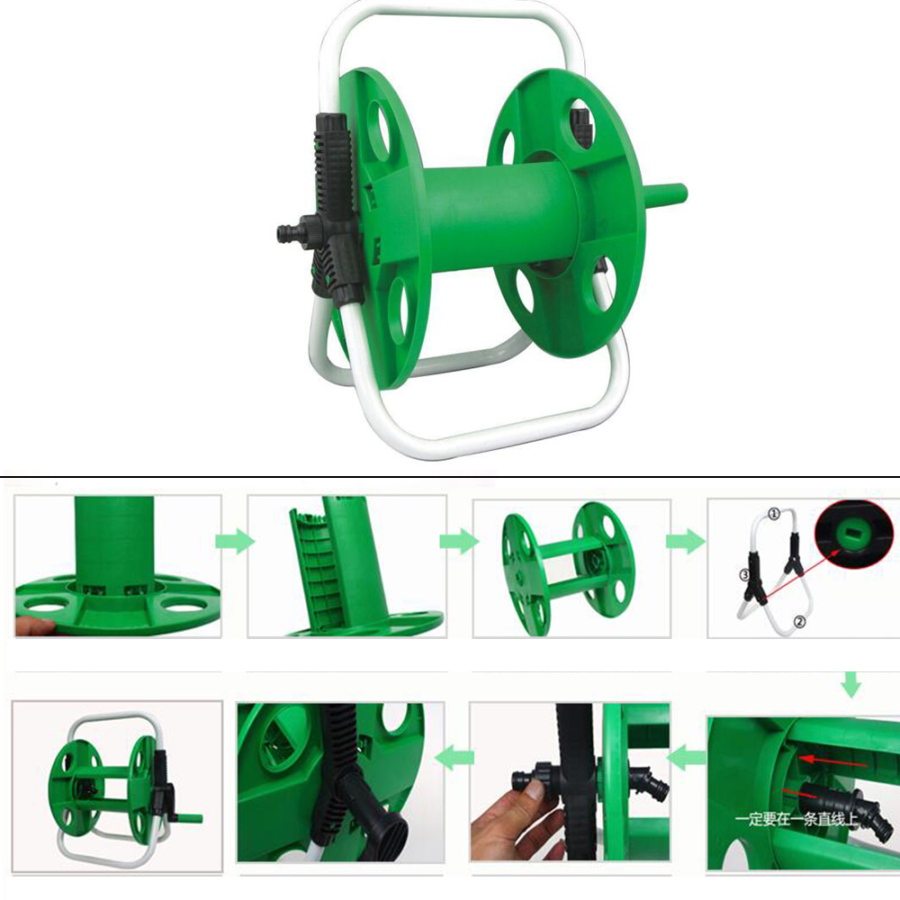 43x31x39cm Home Garden Hose Reel Holder Rack Pipe Storage Cart Gardening Water Planting Cart Aluminum Frame Irrigation Su