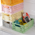4pcs/lot Collapsible Basket Folding Storage Box Crate Plastic Container Durable Transportable Foldable Basket Random Colours