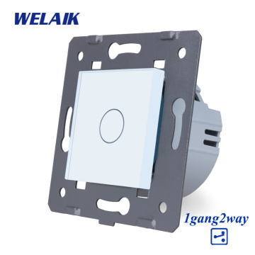 WELAIK-Brand EU Stairs-Glass Panel-Wall-Switch Touch-Switch DIY-Parts-Screen Wall-Light-Switch 1gang-2way AC250V-A912W