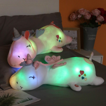 60cm Colorful LED Unicorn Plush Toys Glowing Stuffed Animals Pink Unicornio Horse Toy Cute Light Up Doll Kids Girls Xmas Gifts