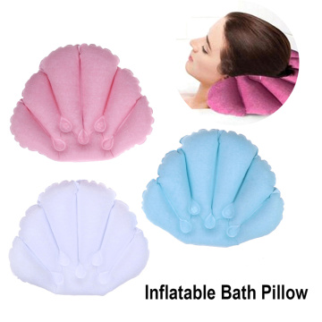 1PC Soft Spa Neck Bath Pillow With Suction Cups Inflatable Terry Cloth Fan-shaped Neck Support Pillow Bathtub Cushion