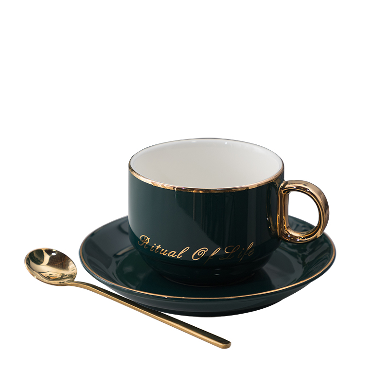 Ceramic Coffee Cup and Saucer with Spoon for Household Afternoon Tea Tea Cup Water Cup Elegant and Delicate Suit Couple Cup