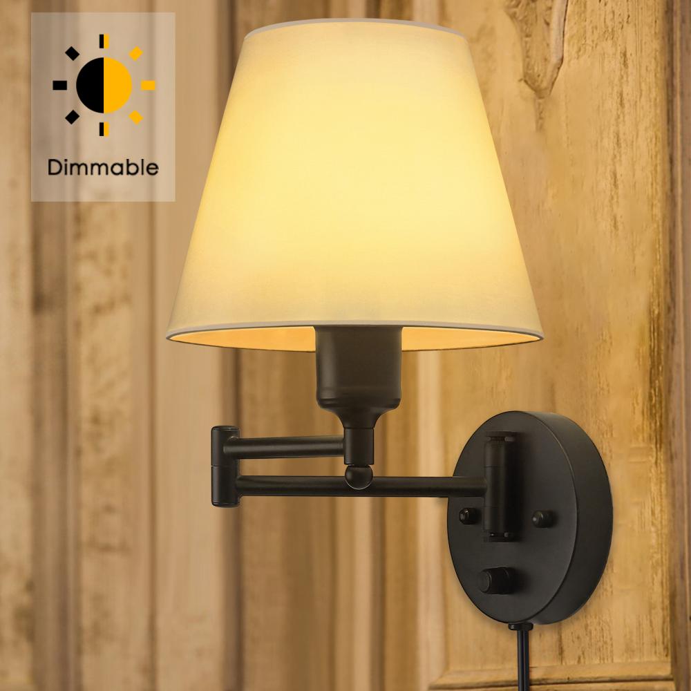 Dimmable Swing Arm Wall Lamp Plug-In Wall Light