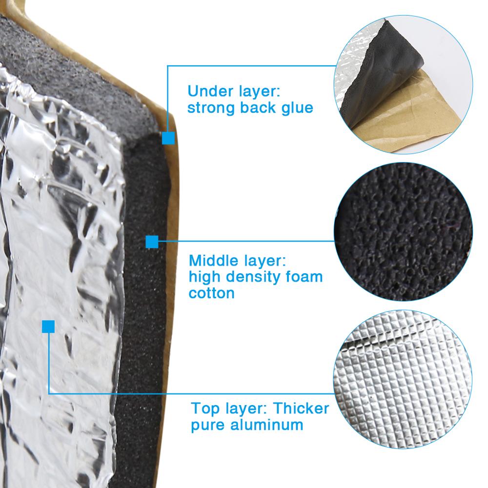 UXCELL 6mm Thick PE Alumium Foil Car Door Hood Audio Sound Deadener Heat Insulation Dampening Mat