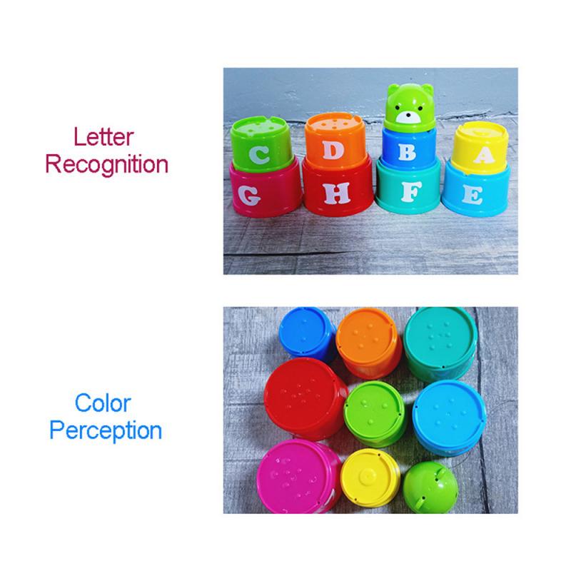 Children's Educational Fun Bear Building Blocks Stacking Cups Digital Fruit Water Bath Toy