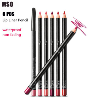 6Pcs Cosmetic Professional Wood Lipliner Smooth Waterproof Lady Charming Lip Liner Soft Pencil Contour Makeup Lipstick Tool