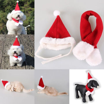 2019 New Pet Cat Dog Puppy Santa Hat Scarf Set Christmas Xmas Holiday 2Pcs Outfits Apparel US Stock