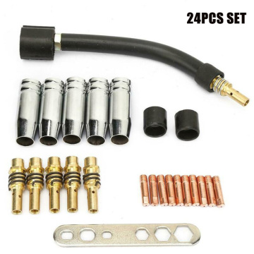 24pcs 15AK MIG/MAG Welding Torch Contact Tips Holder Gas Nozzle Swan Neck Parts For Binzel 15AK Torch Welding Gun Accessories