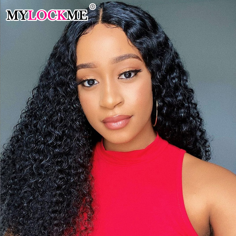 Middle U Part Kinky Curly Wig Human Hair Long 10-30 Inch U part Wig Brazilian Remy Hair Natural Hair Wigs For Women MYLOCKME