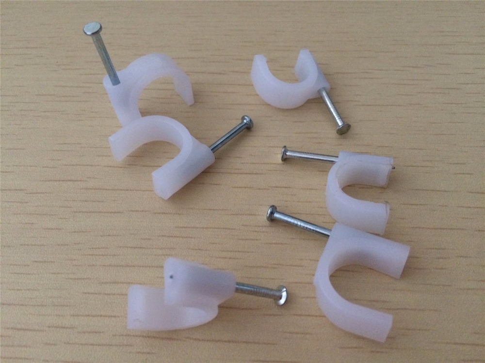 100PCS 4/5/6/7/8/9/10/12MM Circle Path Circle cable clips cable nail wire clips cable clips Round white