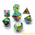 Bescon Fantasy Rainbow Solid Metal Dice Set of 7, Heavy Duty Rainbow Metallic Polyhedral D&D Role Playing Game Dice