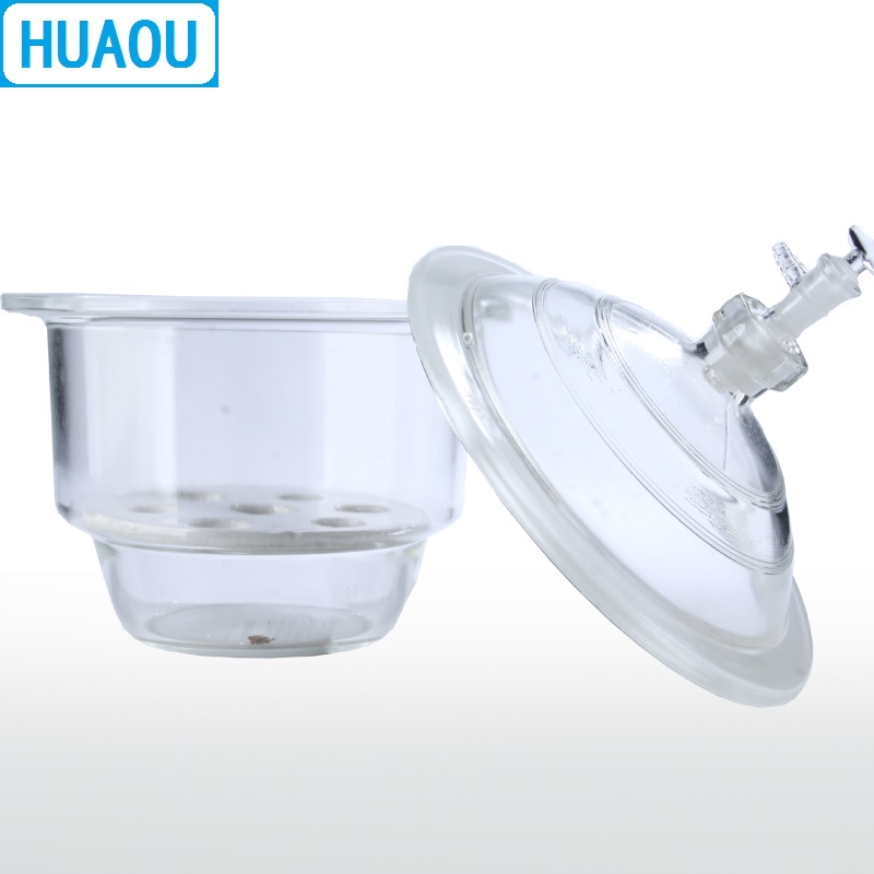 HUAOU 150mm Vacuum Desiccator with Ground - In Stopcock Porcelain Plate Clear Glass Laboratory Drying Equipment