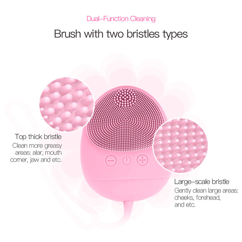 Ultrasonic Vibration Facial Cleansing Brush Silicone Makeup Removal Brush Waterproof Pore Cleaner Face Acne Blackhead Remover 31