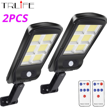 1/2pcs/Pack 128 COB Solar Street Lights Outdoor Security Light Wall Lamp Waterproof PIR Motion Sensor Smart Remote Control Lamp