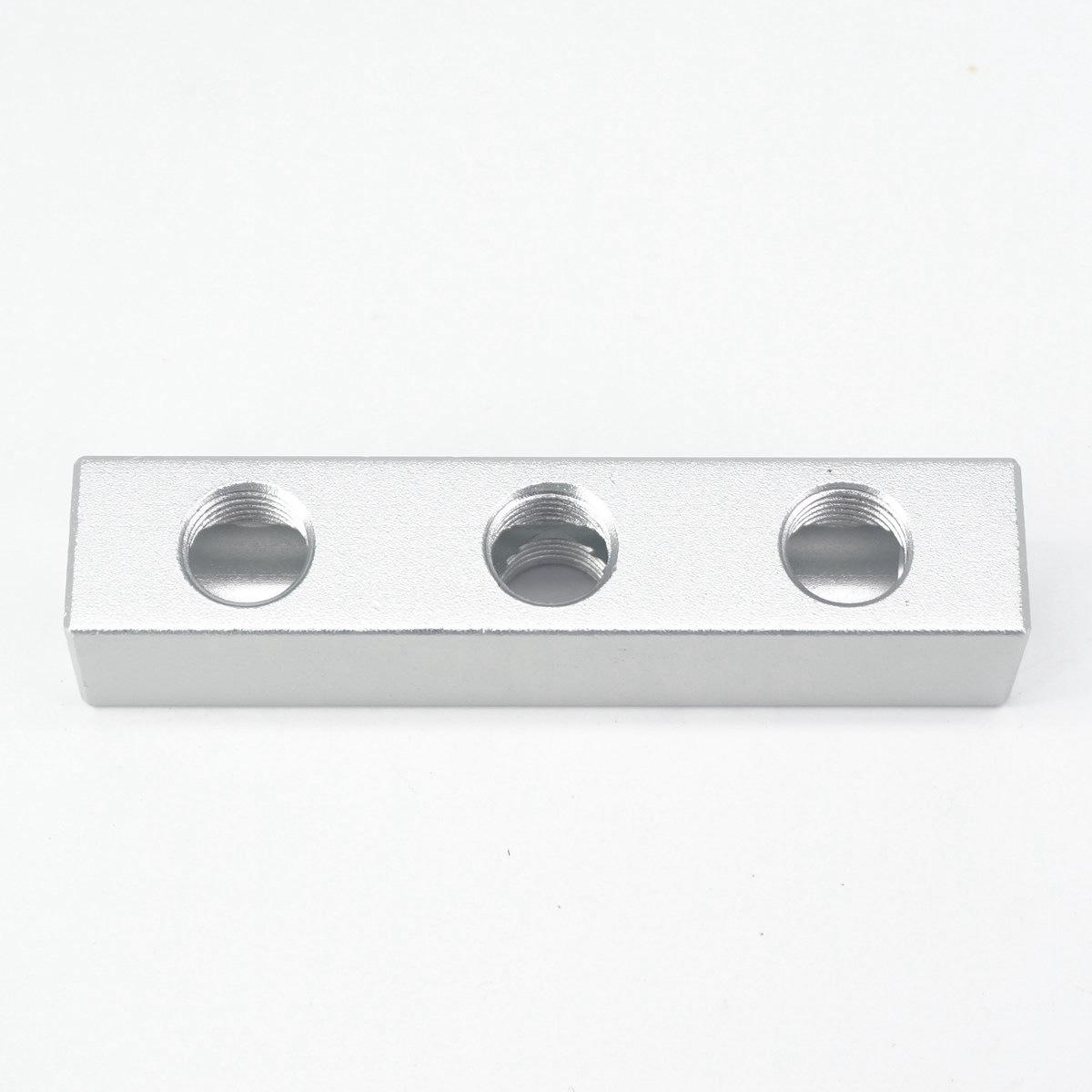 1/4" BSP 20*20mm 3 Way 6 Port Pneumatic Solid Aluminum Quick Connector Manifold Block Splitter Hose Plug Socket Base