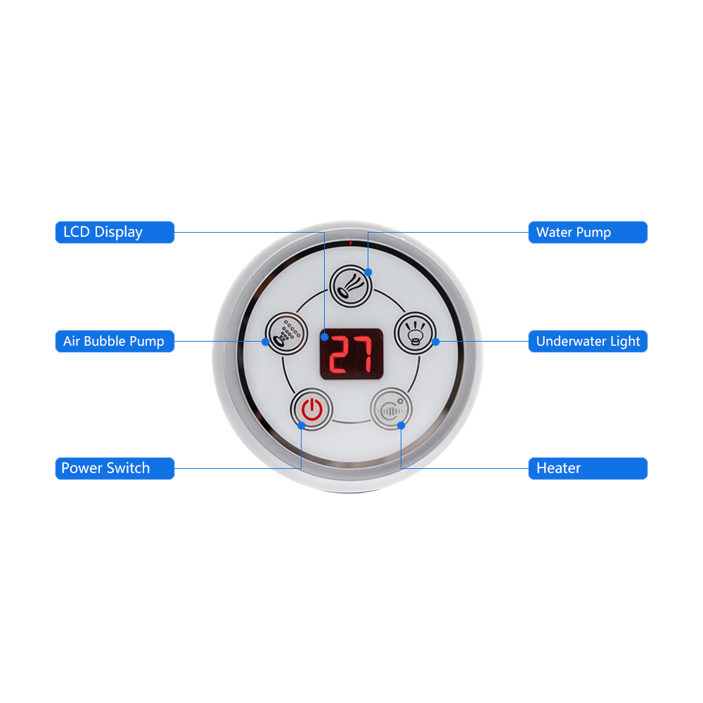 AC 110V/220V Round Digital Control Panel With LCD Screen CE Certified Spa Combo Water Massage Bathtub Controller Kits