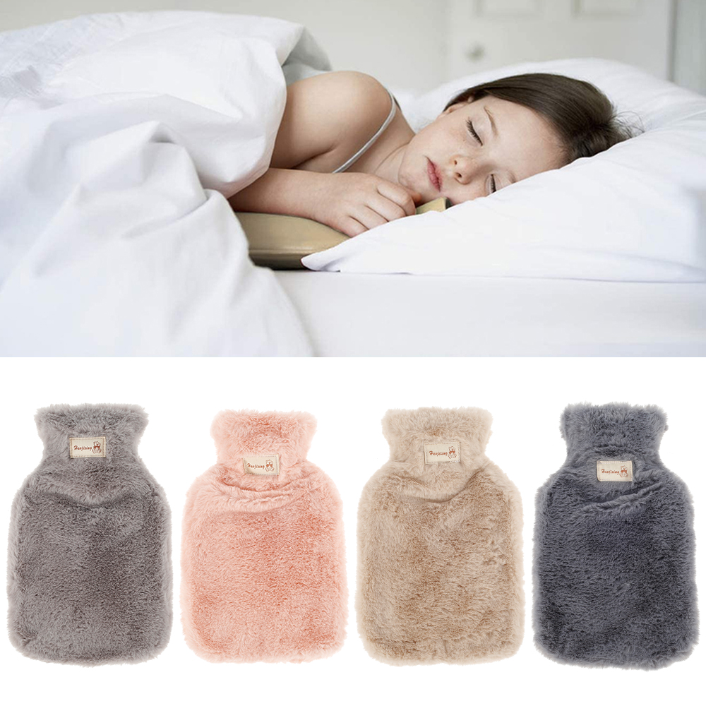 1800/800ml Hot Water Bottle Soft Keep Warm In Winter Portable And Reusable Protection Plush Covering Washable and leak-proof