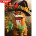 HUACAN 5D DIY Diamond Painting Animal Full Square Round Diamond Embroidery Cat Mosaic Bird Needlework Children's Room Decor