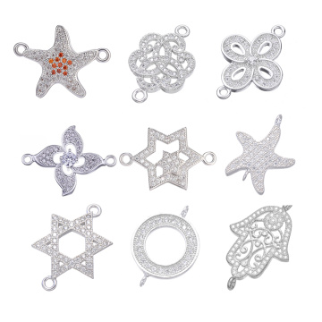 Juya DIY Hamsa Star Flower Charm Connectors Accessories Supplies For Women Handmade Bracelet Earrings Jewelry Making