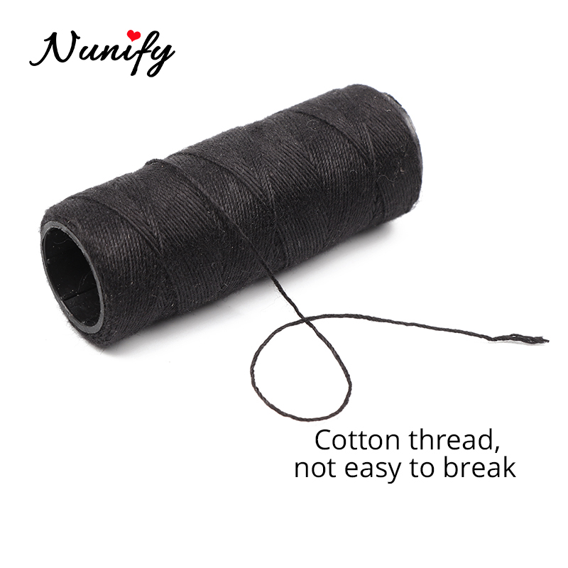 Nunify 50 Meters Black Weave Thread For Brazilian Indian Hair Weft Extension Weaving Type Curved Thread Sewing Salon Styling