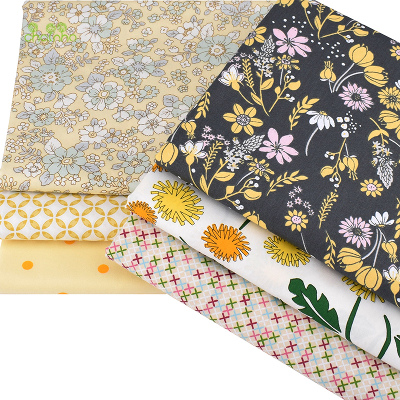 Chainho,2019 Yellow Floral Series,Printed Twill Cotton/Meter Fabric,Patchwork Cloth,DIY Sewing&Quilting Material For Baby&Child