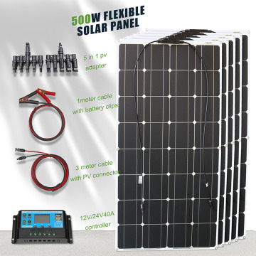 100 watt 5pcs off grid flexible PET semi solar panel kits 500w solar energy system panel solar for outdoor camping rv yacht