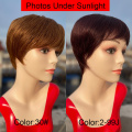 Tinashe Beauty Short Bob Wig With Bangs Pixie Cut Brazilian Human Hair Wigs Remy Full Manchine Cheap Red Brown Wigs For Women