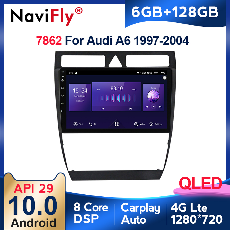 6+128G Android 10.0 DSP CarPlay Car Radio Multimedia Video Player Auto Stereo GPS For Audi A6 C5 1997-2004 S6 RS6 2 din dvd BT