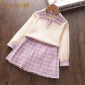 Bear Leader Girl Christmas Tutu Dress Winter Purple Yellow Sweater Princess Party Costumes Clothing Baby 2-6T Plaid Girl Dresses