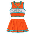 Women Cheerleading Uniform Sleeveless Crop Tops with Mini Pleated Skirt Outfit Stage Performance Dance Costume