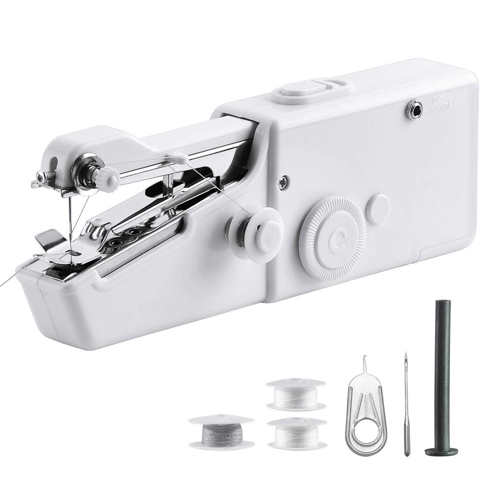 MIni ABS Handheld Sewing Machines Portable Battery White DIY Needlework Electric Home Office Apparel Sewing Supply