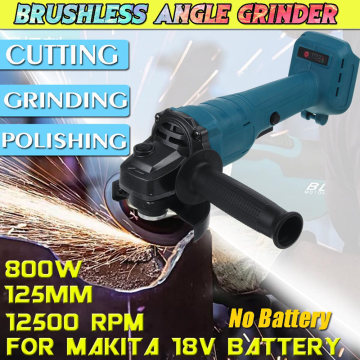 125mm 11000RPM Brushless Cordless Impact Angle Grinder Cutting Machine Polisher Variable Speed Grinder for Makita 18V Battery