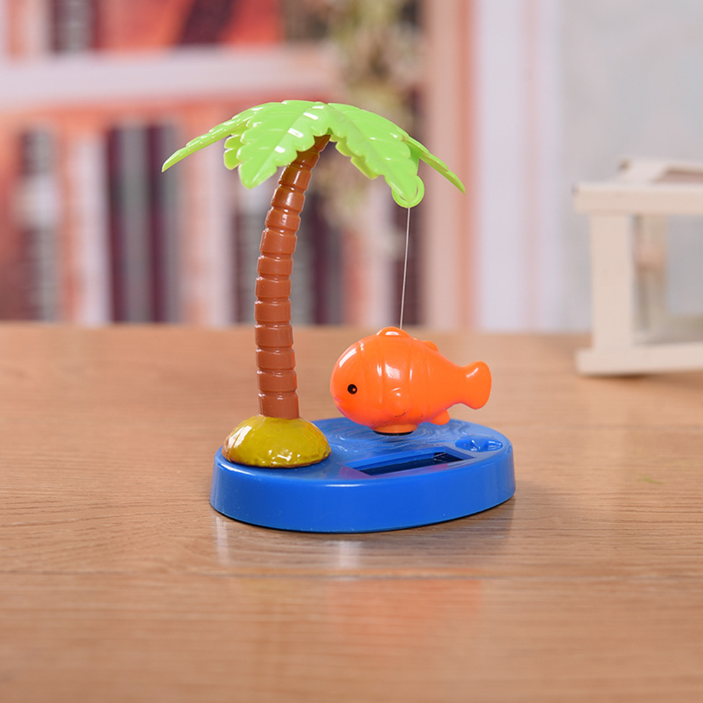 Solar Powered Dancing Fish with Coconut Palm Toy Kids Birthday Gift Car Dashboard Ornament Solar Toys