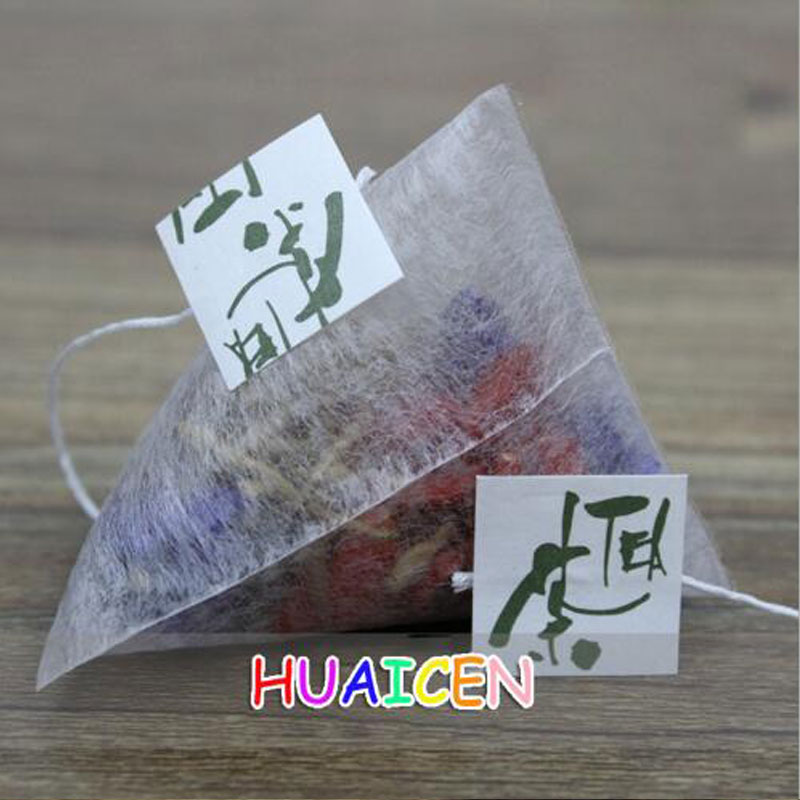 100pcs/lot Corn Fiber Tea bag PLA Biodegraded Tea Filters Quadrangle Pyramid Heat Sealing Filter Bags