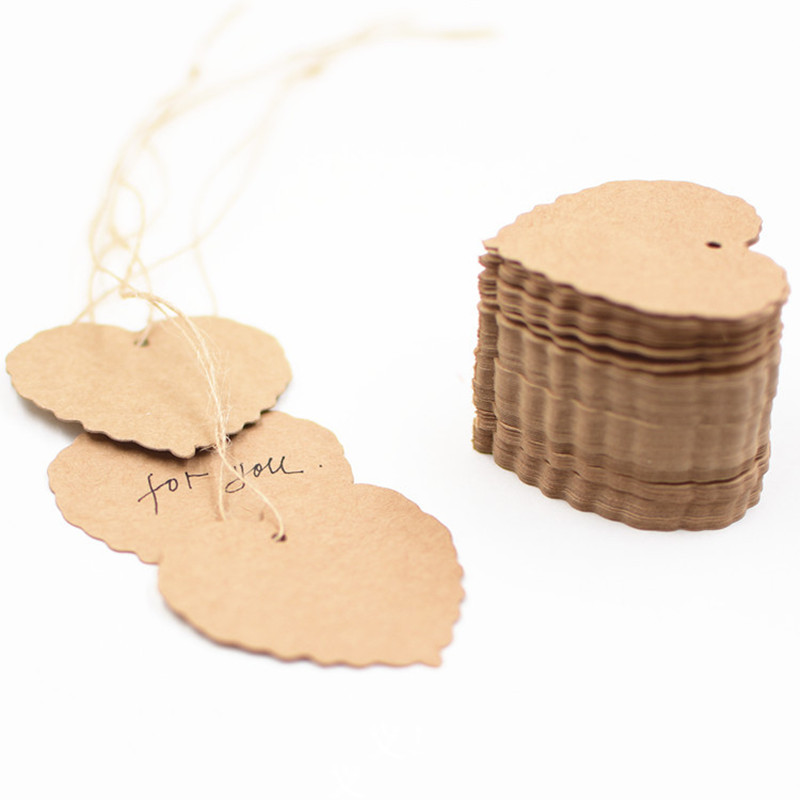 100pcs Retro Kraft Paper Love Rectangle Tag Hanging Paper Card Baking Pendant Party DIY Message Card Bookmark Blank Card Gift