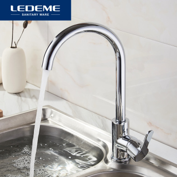 LEDEME Kitchen Faucets Silver White Kitchen Faucet Tap Single Hole Handle Swivel 360 Degree Water Mixer Taps L4003W