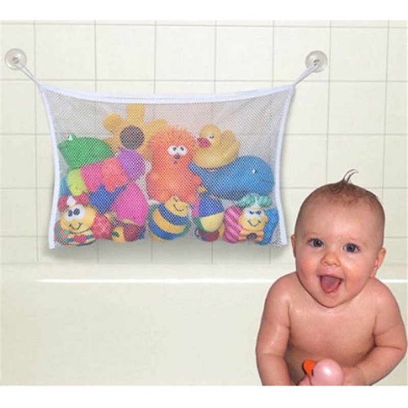 Kids Baby Bath Tub Toy Tidy Storage Suction Cup Bag Mesh Children Bathroom Organiser Net Swimming Pool Accessories 45*35CM